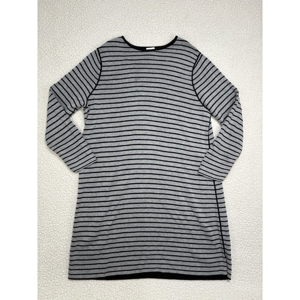 J Jill Reversible Sweater Dress Womens XL Stripe Grey Black Knit Long Sleeve